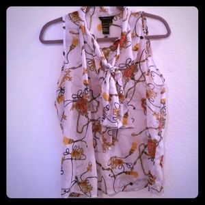 Jules & Leopold Sleeveless Tie-Front Blouse